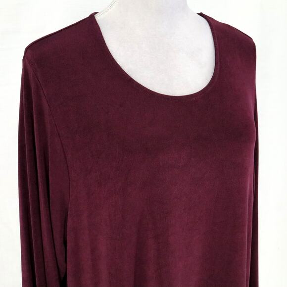 Chicos Traveler Top 3 Womens XL Plum Purple Slinky Stretch Knit Pullover Blouse - Picture 6 of 13